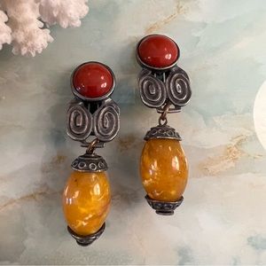 KATE HINES Vintage 80s Drop Statement Earrings